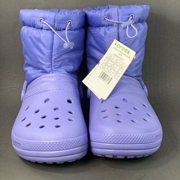 Crocs Unisex Classic Lined Neo Puff Boots Men’s 10 Women’s 12 Digital Violet Fuz - Picture 1 of 8